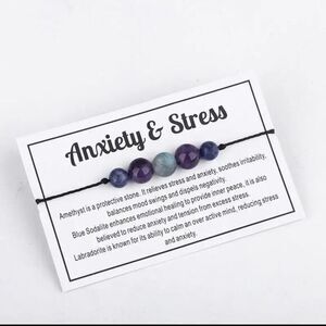 Anxiety and Stress Spirtitual  Healing Crystal Bead Bracelet with Meaning‎ Card